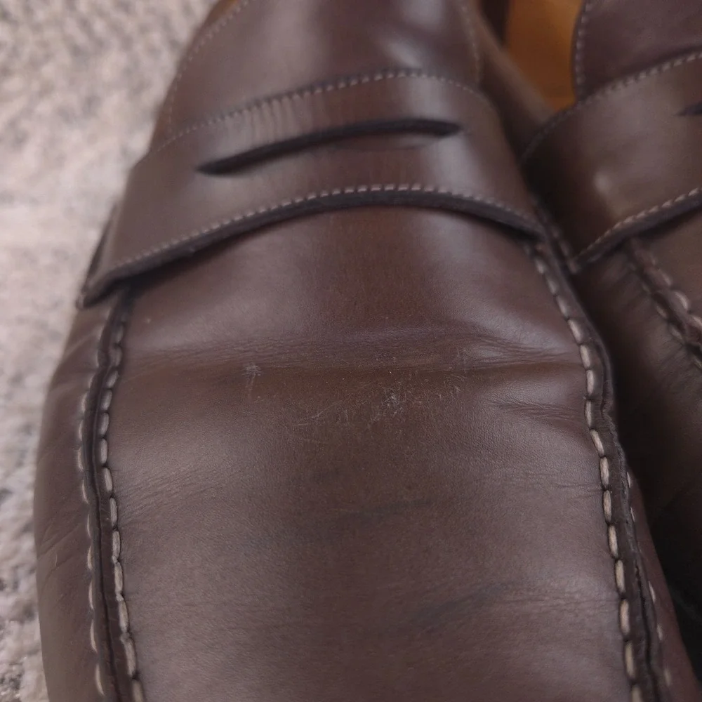 Santoni Loafers Mens Size 11 EE 12US Penny Slip On Brown Leather Made In Italy